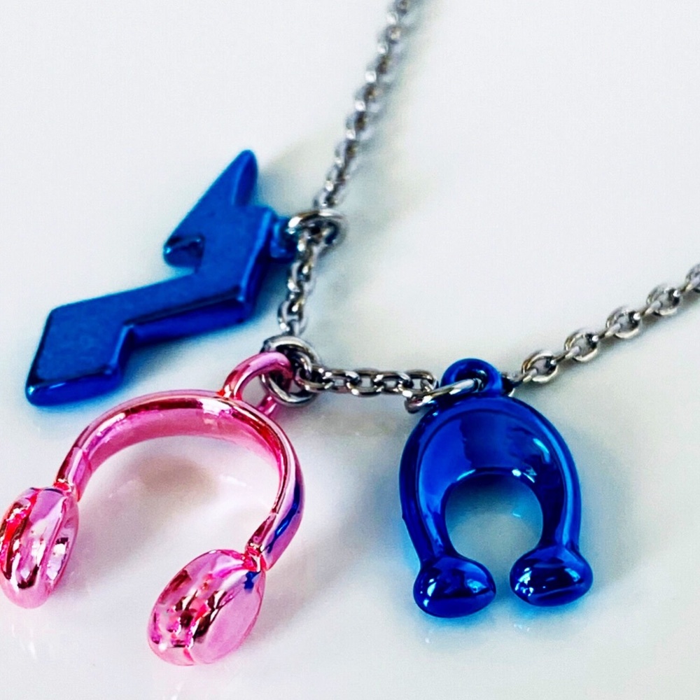 NEW COACH Silver Retro Charms Necklace Headphones & Lightning w/Dust Bag $140